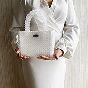 Сумки и аксессуары handmade. Livemaster - original item White handbag with artificial silk and magnetic latch inside. Handmade.