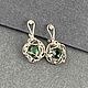 Серьги с цаворитами 4,16 ct изумрудного цвета и сапфирами, Серьги классические, Уфа,  Фото №1