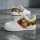 Кроссовки белые Nike Air Force 1 унисекс, кастом, ручная роспись, Кроссовки, Волжский,  Фото №1