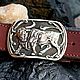  Leather belt with brass cast buckle ' Bull'. Straps. Leather product G.M.G.. Online shopping on My Livemaster.  Фото №2