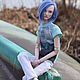 Фарфоровая шарнирная кукла мальчик с фиолетовыми волосами, Шарнирная кукла, Санкт-Петербург,  Фото №1
