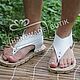 Sandals Mens white leather low. Sandals. Katorina Rukodelnica HandMadeButik. Online shopping on My Livemaster.  Фото №2