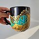 Заказать Кружка с золотым и бирюзовым узором. BikDecor (Татьяна. Ярмарка Мастеров. . Кружки и чашки Фото №3