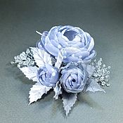 Украшения handmade. Livemaster - original item Fairy Brooch with Polka Dots Blue Bouquet of Handmade flowers made of fabric. Handmade.