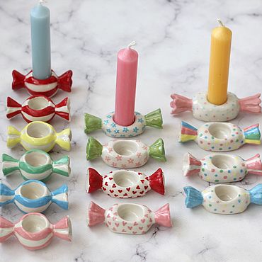 Для дома и интерьера ручной работы. Ярмарка Мастеров - ручная работа Подсвечники-конфетки. Керамика. Handmade.