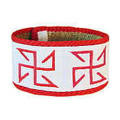 Русский стиль handmade. Livemaster - original item Bracelet from nettles with Slavic embroidery of Solon. Handmade.