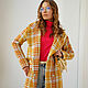 Cocoon coat checkered wool coat midi wool demi-season yellow. Coats. mozaika-rus. My Livemaster. Фото №4