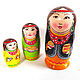 Bashkir Matryoshka 3 seater 11.5 cm Orange, Dolls1, Ufa,  Фото №1