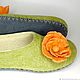 Light green Slippers with a flower. Slippers. tolkovalenki. Online shopping on My Livemaster.  Фото №2