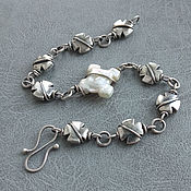 Украшения handmade. Livemaster - original item Silver bracelet with Pearl Crosses. Handmade.