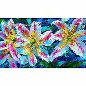 Картины и панно handmade. Livemaster - original item Interior oil painting of lilies 