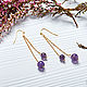 Long earrings in gold with amethyst. Earrings. Aliento-jewerly (alientojewelry). Online shopping on My Livemaster.  Фото №2