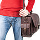Leather briefcase Voyager brown. Brief case. Russian leather Guild (sachet-spb). My Livemaster. Фото №6