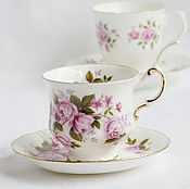 Винтаж: 1955-69г. Чайная пара "Розовая роза", Eschenbach