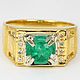 Mens Emerald Ring Columbian Emerald Diamonds, Rings, West Palm Beach,  Фото №1