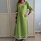 Dress in boho style with the author's painting Fairy Tale light green. Dresses. Kupava - ethno/boho. My Livemaster. Фото №4
