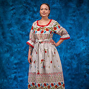 Одежда handmade. Livemaster - original item Dress with poppies in the Russian style summer 