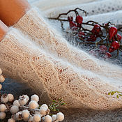 Аксессуары handmade. Livemaster - original item Down socks, knitted white. Handmade.