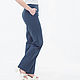 Order Classic straight trousers made of dark blue linen. etnoart. Livemaster. . Pants Фото №3