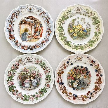 Винтаж ручной работы. Ярмарка Мастеров - ручная работа Royal Doulton,Brambly Hedge, тарелки Времена года,Ежевичная поляна. Handmade.