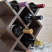Винная полка деревянная Кьянти на 4 винные бутылки и 4 бокала черная