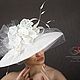 Белая широкополая шляпа из Синамей «Белый цветок». Шляпы. Анна Андриенко (Головные уборы). Ярмарка Мастеров.  Фото №4