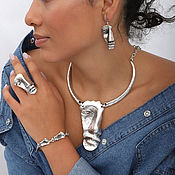 Украшения handmade. Livemaster - original item Jewelry Salvador Silver Plated Choker Choker Ring Bracelet Earrings. Handmade.