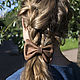 Leather barrette for hair 'Milk chocolate', Hairpins, St. Petersburg,  Фото №1