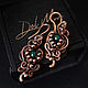 Earrings with a jade stone in a copper braid ' Legend'. Earrings. Del-moro. My Livemaster. Фото №6