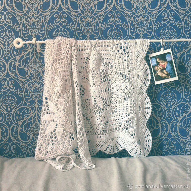 Children's knitted cotton PLAID, in the maternity hospital, the baptism of babies, Baby blankets, St. Petersburg,  Фото №1