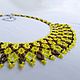 Yellow - brown short necklace made of beads 'Mimosa' mesh. Necklace. Beaded jewelry by Marina Ikkes. My Livemaster. Фото №6