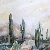 Картины и панно handmade. Livemaster - original item Mexico Oil Painting 30 x 40 cm Cacti desert. Handmade.