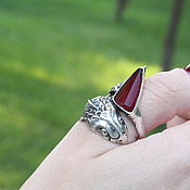 Украшения handmade. Livemaster - original item Dragon Ring with garnet made of 925 HB0088 silver. Handmade.