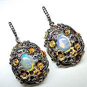 Украшения handmade. Livemaster - original item Large earrings with Ethiopian opals. Handmade.
