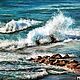 Картина "Синее море". Морская волна, картина с морем, море. Картины. Чудо-картины Марины Большаковой. Интернет-магазин Ярмарка Мастеров.  Фото №2