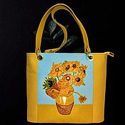 Сумки и аксессуары handmade. Livemaster - original item Copy of Van Gogh. Leather yellow bag "Sunflowers". Handmade.