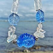 Украшения handmade. Livemaster - original item Blue marine necklace made of Lampwork beads. Handmade.