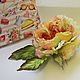 Rose brooch made of silk, Brooches, Moscow,  Фото №1
