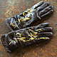 Brown leather gloves.Unique design gloves."Autumn waltz"Size 8,5, Gloves, Trakai,  Фото №1