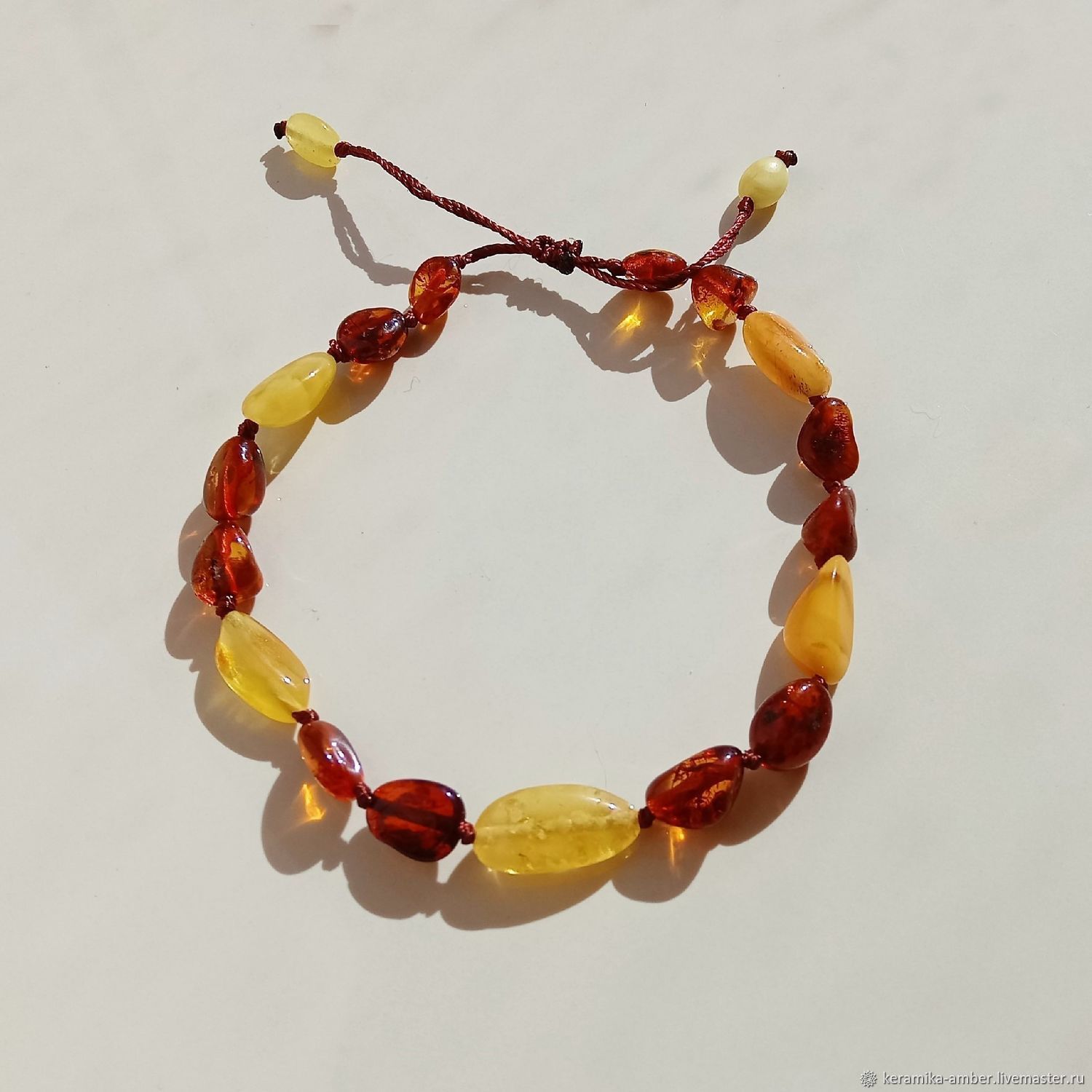 Bracelet made of natural amber of different colors braided No. №7, Braided bracelet, Kaliningrad,  Фото №1