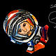 Brooch 'Cosmonaut. Yuri Gagarin, cosmos, orange, blue'. Brooches. greenfox-23. My Livemaster. Фото №5