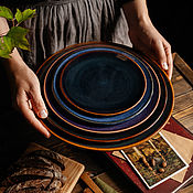 Посуда handmade. Livemaster - original item Flat plate without side 18 cm series Midnight of Magic. Handmade.