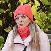 Аксессуары handmade. Livemaster - original item Knitted beanie hat for a girl made of hypoallergenic yarn. Handmade.