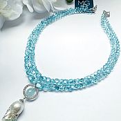 Украшения handmade. Livemaster - original item Necklace with blue Topaz and pearls 