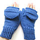Mittens-mittens with knitted caps level blue, Mittens, Orenburg,  Фото №1