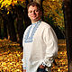 Linen shirt Festive gray (flax color) with cross stitch. People\\\'s shirts. 'Империя Льна'- семейная мастерская.. My Livemaster. Фото №5