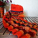 Bright orange knitted striped scarf, Scarves, Kazan,  Фото №1