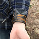 Leather bracelet 'Spring Antiglamour Black and orange 7 stripes. Cuff bracelet. schwanzchen. My Livemaster. Фото №6