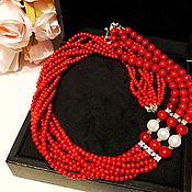 Украшения handmade. Livemaster - original item Necklace with coral and pearls. Handmade.