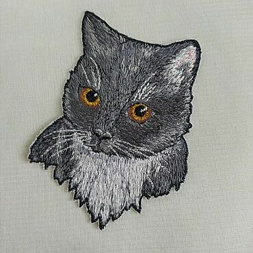 Вышивка-нашивка "кот". Марина. Одежда женская ручной работы - Ярмарка Мастеров Одежда женская ручной работы. Ярмарка Мастеров - ручная работа Вышивка-нашивка "кот". Handmade.